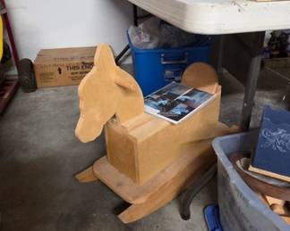 Wood rocking horse with pattern packets for painting