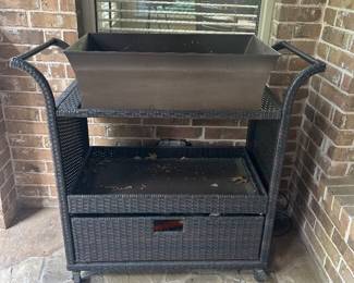 Outdoor Wicker  Bar Cart