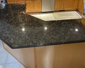 Kitchen Island approx. 91" x 75" x 36" tall, Granite one piece $800