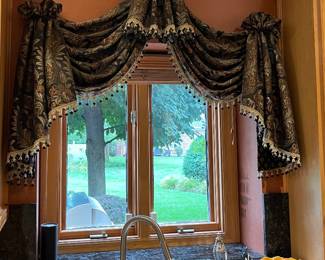 Custom Valance 55" wide, 44" long, above 46" wide window $100
