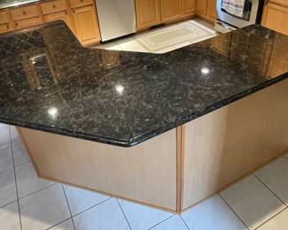 Kitchen Island approx. 91" x 75" x 36" tall, Granite one piece $800