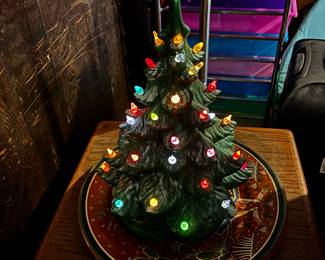 Vintage lit Christmas tree