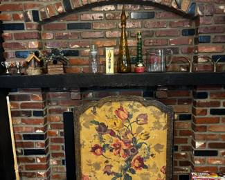 Antique hand painted fireplace screen 