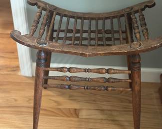 vintage oak spindle stool