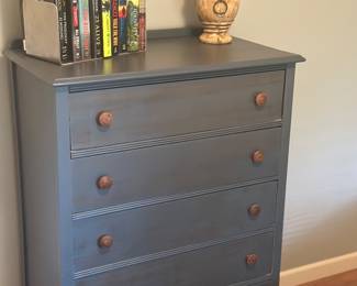 painted solid wood five-drawer chest