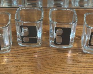 mid-century modern numbered rocks/lowball glasses
