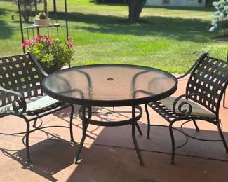 powder-coated metal patio bistro set