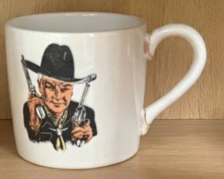 vintage milk glass mug featuring The Lone Ranger