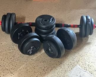 vinyl adjustable dumbbell and barbell weight set