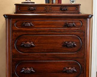 Vintage Solid Wood Chest of Drawers with Gallery Top