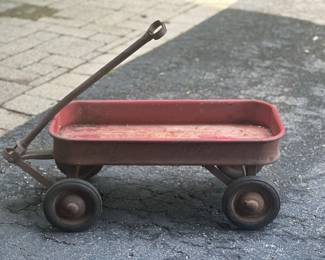 vintage steel Radio Flyer-style wagon