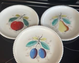 Anchor Hocking Fire-King milk glass fruit dessert plates