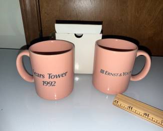 Two (2) Ernst & Young Sears Tower 1992 Ceramic Coffee Mugs