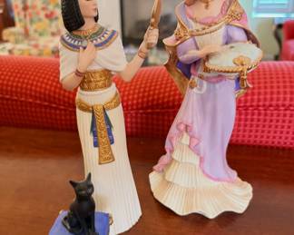 Lenox Cleopatra with Cat and Stool figurine from the 1990 and Princess and the Pea from the Legendary Princesses Collection