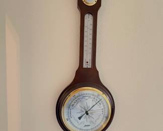 vintage wood banjo-style weather station