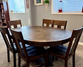 Dark Brown Rustic Style Dinning Table -6 chairs