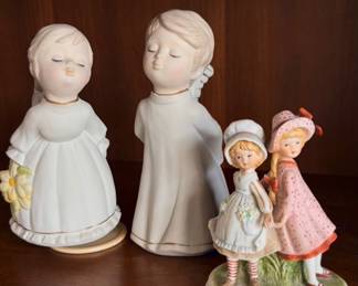 Holly Hobbie or Lefton and Kissing Bisque Musical figurines