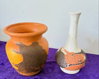 vintage mid-century modern Royal Haeger Earth Wrap ceramic vases