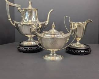 Sterling Silver Monogrammed Tea Serving Set