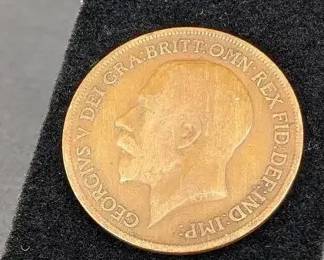 1921 Antique George V British Penny