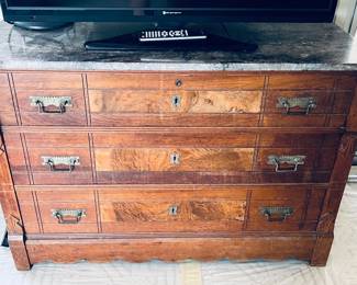 Antique marble top chest