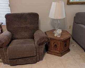 Large recliner and side table