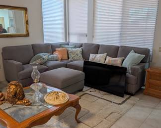 Large square glass topped coffee table