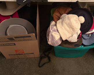 Multiple hats of varying styles