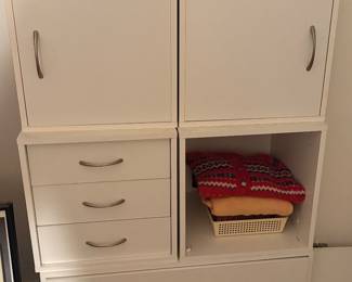 White bedroom shelves/cabinets set