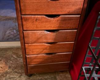 Rolling wooden craft drawers or jewelry cabinet