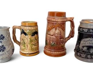 Four Souvenir Beer Steins