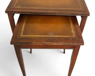 Leather Top Wooden Nesting Tables