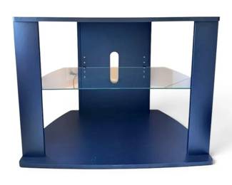 Black Media Center Table w Glass Shelf
