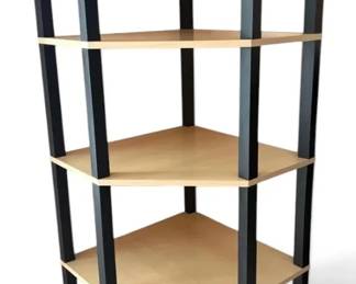 Corner 5Tier Pentagon Triangular Shelving Unit w Light Beech Wood Black Finish