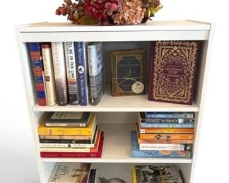 White Bookshelf w Books Decor