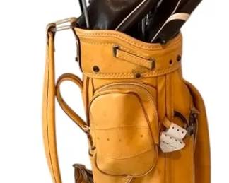 Vintage Leather Golf Bag Clubs