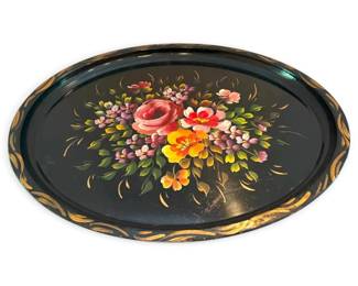 Vintage Floral Metal Tray