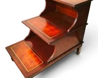John M. Smyth Furniture Co. Wood Leather 3Tier Side Table