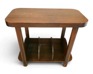Dark Wood End Table w Magazine Rack