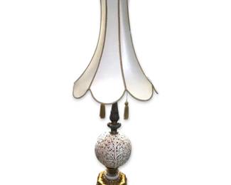Vintage French Provincial Porcelain Floral Sphere Lamp