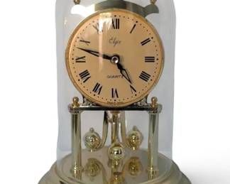 GoldToned Elgin Clock w Case