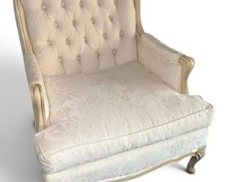 French Provincial Cream Tufted Back Armchair