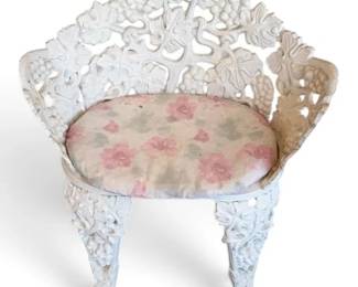 White VictorianStyle Grapevine Cast Iron Chair