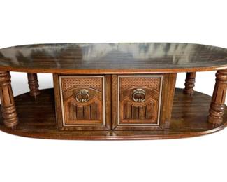 Vintage Wooden Oval Coffee Table