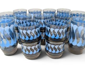 Vintage Libbey Apollo Blue Spinner Drinking Glasses