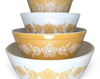 Pyrex Butterfly Gold Nesting Mixing Bowls Set of Four