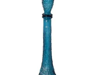 Empoli Blue Wax Drip Glass Genie Bottle Decanter w Stopper