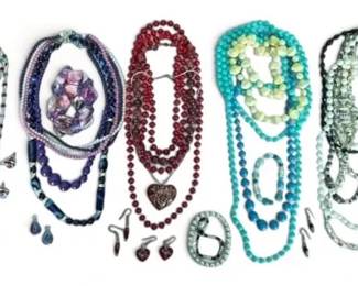 Vintage Colorful Beaded Jewelry Swarovski Matching Set More