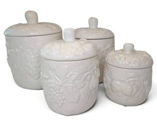 Four Embossed Fruit Kitchen Canisters