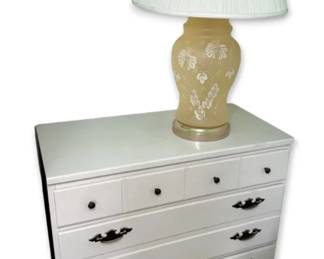 Vintage Khaury Painted Wooden Dresser w Lamp